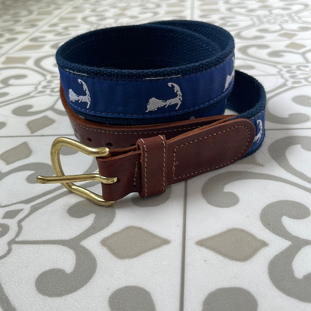 Preston Belt Cape Cod Navy Belt with Leather Size 42